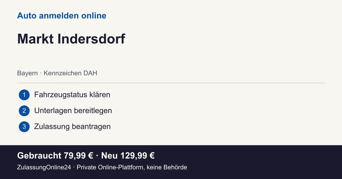 Auto anmelden: örtliche Einordnung für Markt Indersdorf und die drei Vorbereitungsschritte