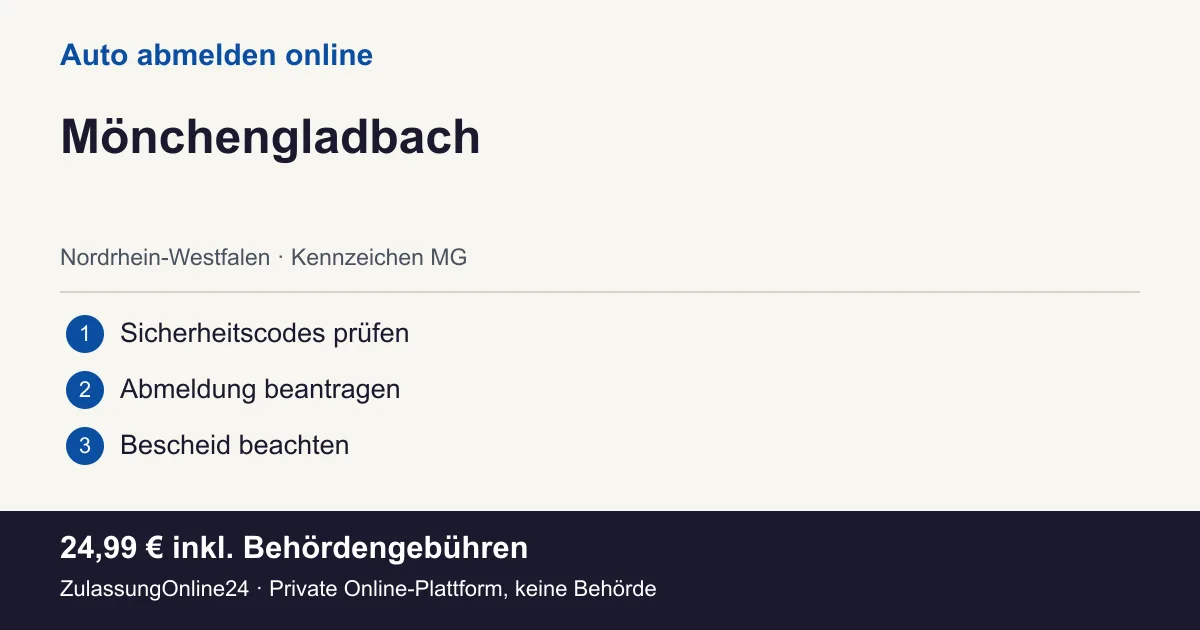 Auto abmelden: örtliche Einordnung für Mönchengladbach und die drei Vorbereitungsschritte