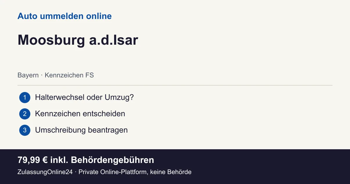 Auto ummelden: örtliche Einordnung für Moosburg a.d.Isar und die drei Vorbereitungsschritte