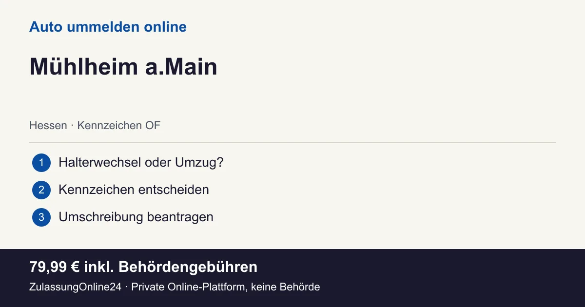 Auto ummelden: örtliche Einordnung für Mühlheim a.Main und die drei Vorbereitungsschritte