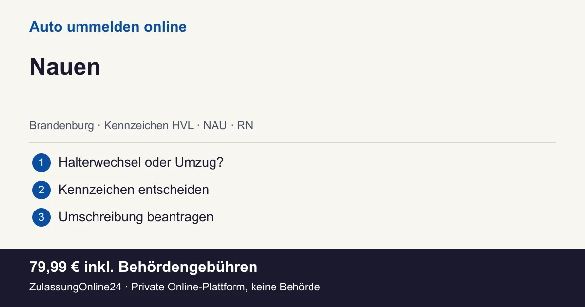 Auto ummelden: örtliche Einordnung für Nauen und die drei Vorbereitungsschritte