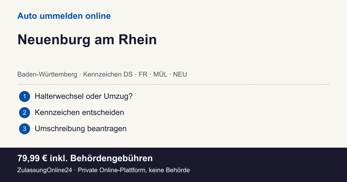 Auto ummelden: örtliche Einordnung für Neuenburg am Rhein und die drei Vorbereitungsschritte