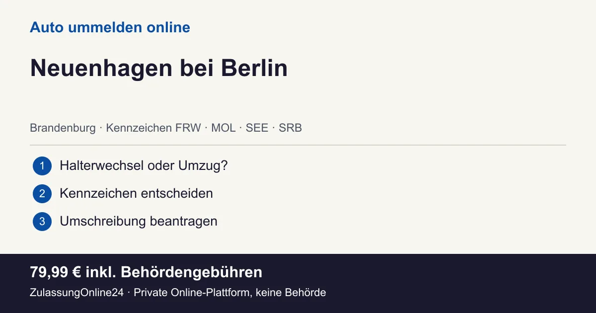 Auto ummelden: örtliche Einordnung für Neuenhagen bei Berlin und die drei Vorbereitungsschritte