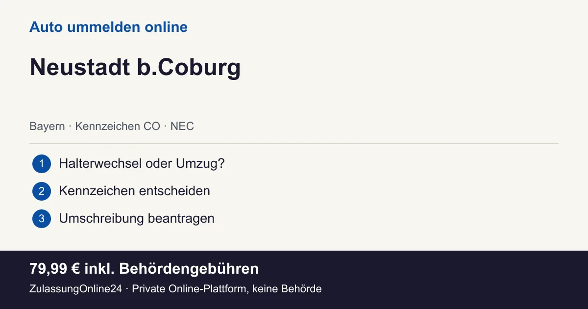 Auto ummelden: örtliche Einordnung für Neustadt b.Coburg und die drei Vorbereitungsschritte