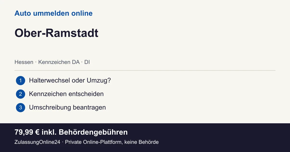 Auto ummelden: örtliche Einordnung für Ober-Ramstadt und die drei Vorbereitungsschritte