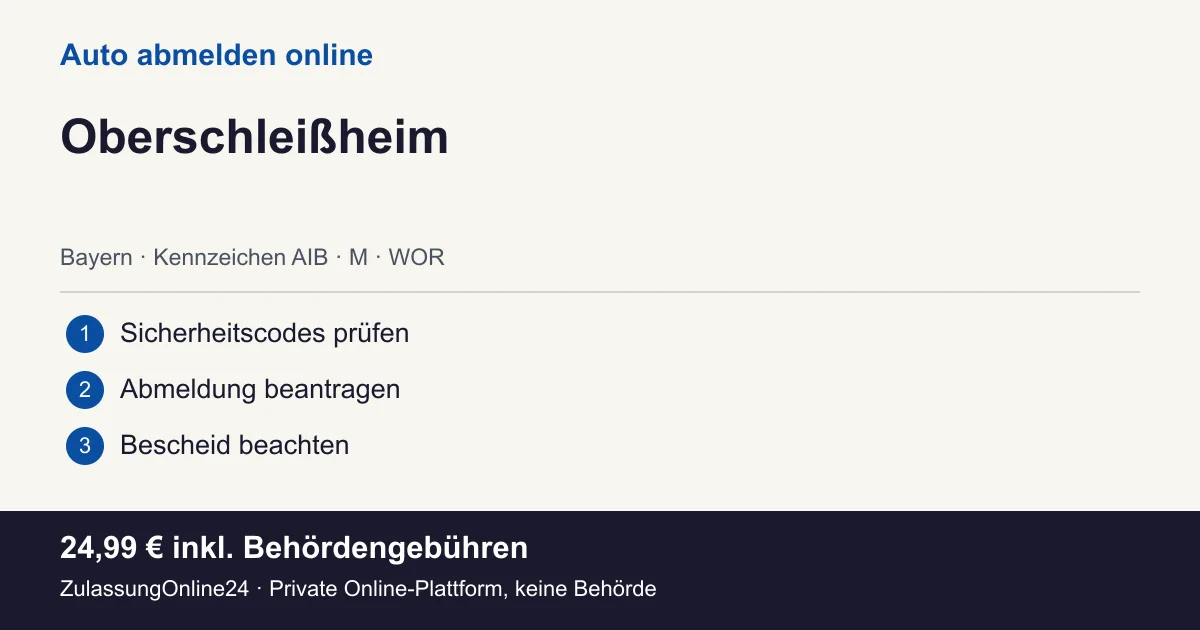 Auto abmelden: örtliche Einordnung für Oberschleißheim und die drei Vorbereitungsschritte