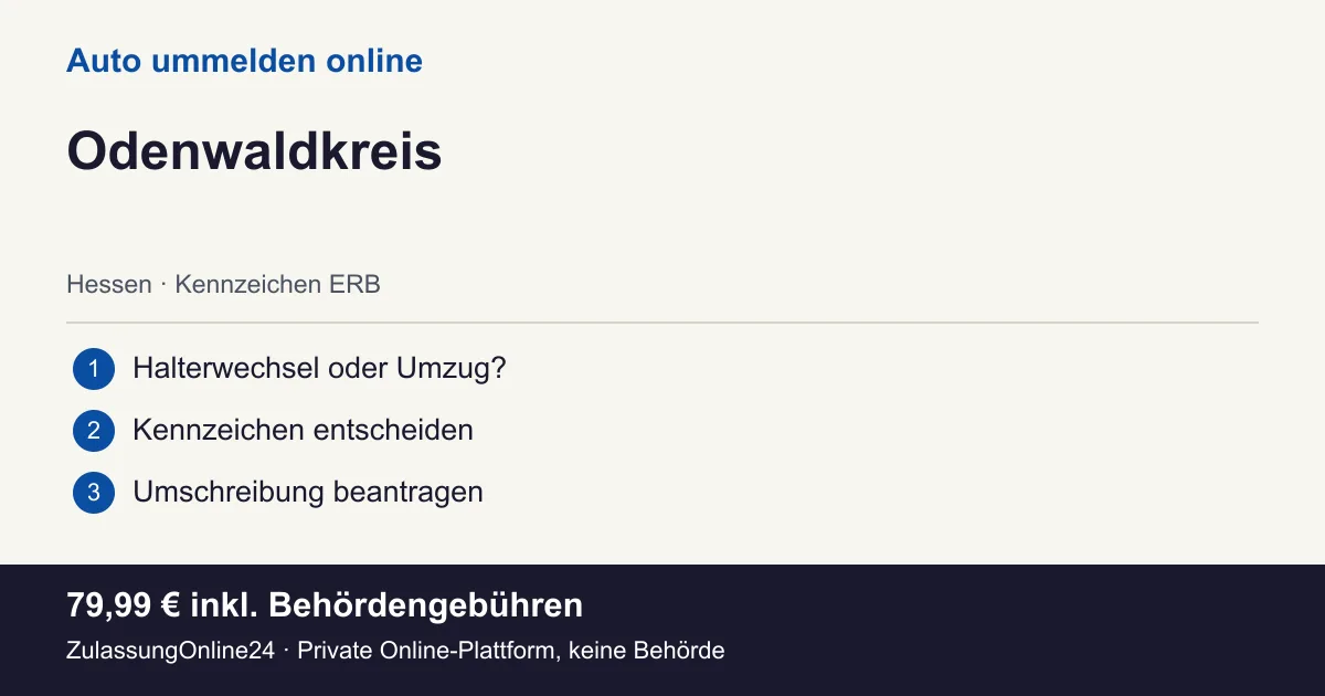Auto ummelden: örtliche Einordnung für Odenwaldkreis und die drei Vorbereitungsschritte