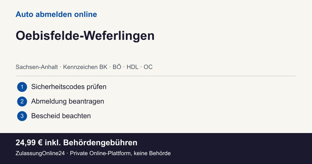 Auto abmelden: örtliche Einordnung für Oebisfelde-Weferlingen und die drei Vorbereitungsschritte