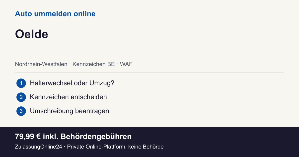 Auto ummelden: örtliche Einordnung für Oelde und die drei Vorbereitungsschritte