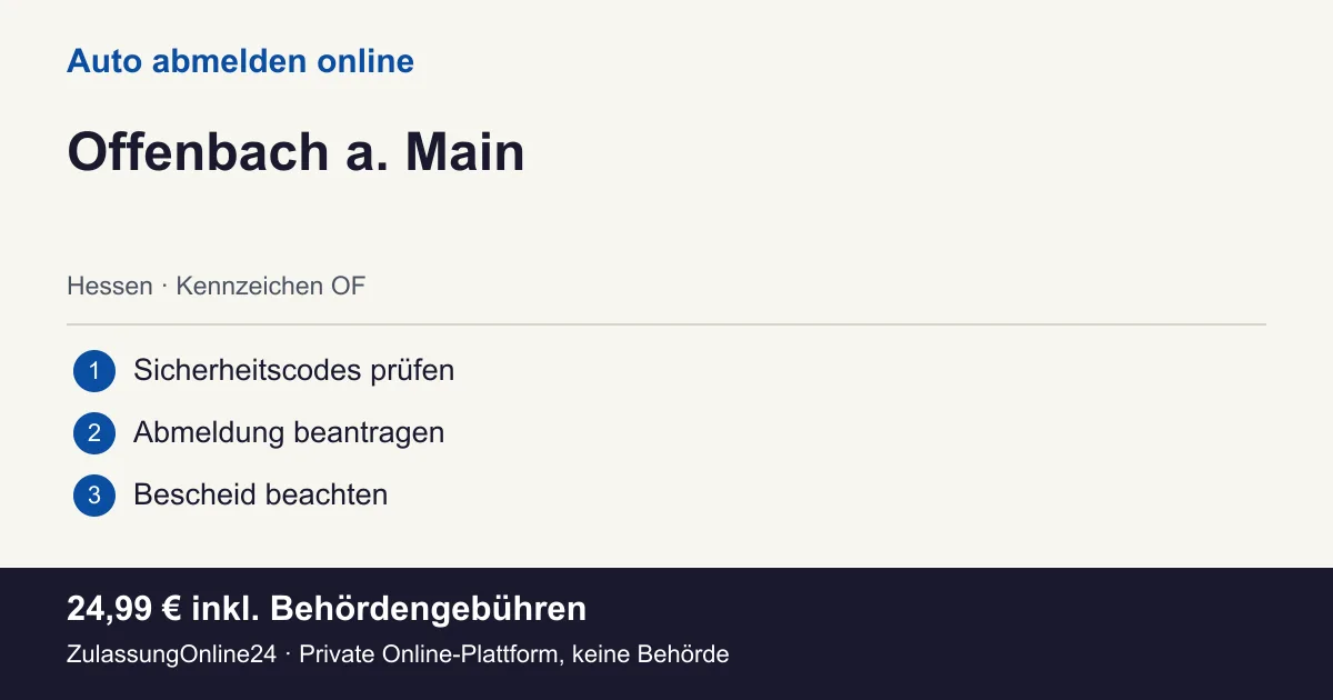 Auto abmelden: örtliche Einordnung für Offenbach a. Main und die drei Vorbereitungsschritte