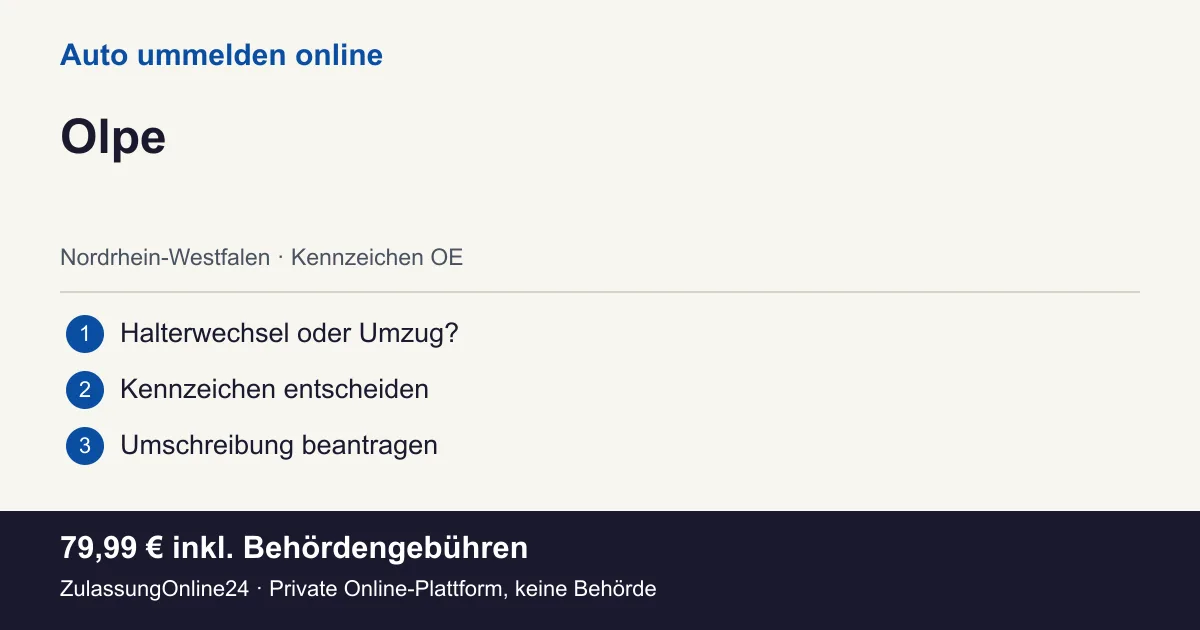 Auto ummelden: örtliche Einordnung für Olpe und die drei Vorbereitungsschritte
