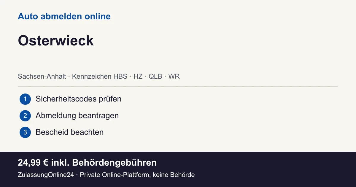 Auto abmelden: örtliche Einordnung für Osterwieck und die drei Vorbereitungsschritte