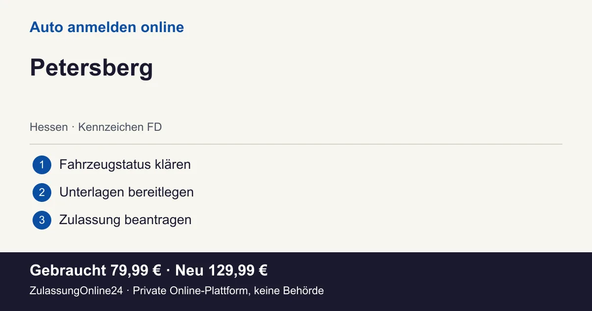 Auto anmelden: örtliche Einordnung für Petersberg und die drei Vorbereitungsschritte