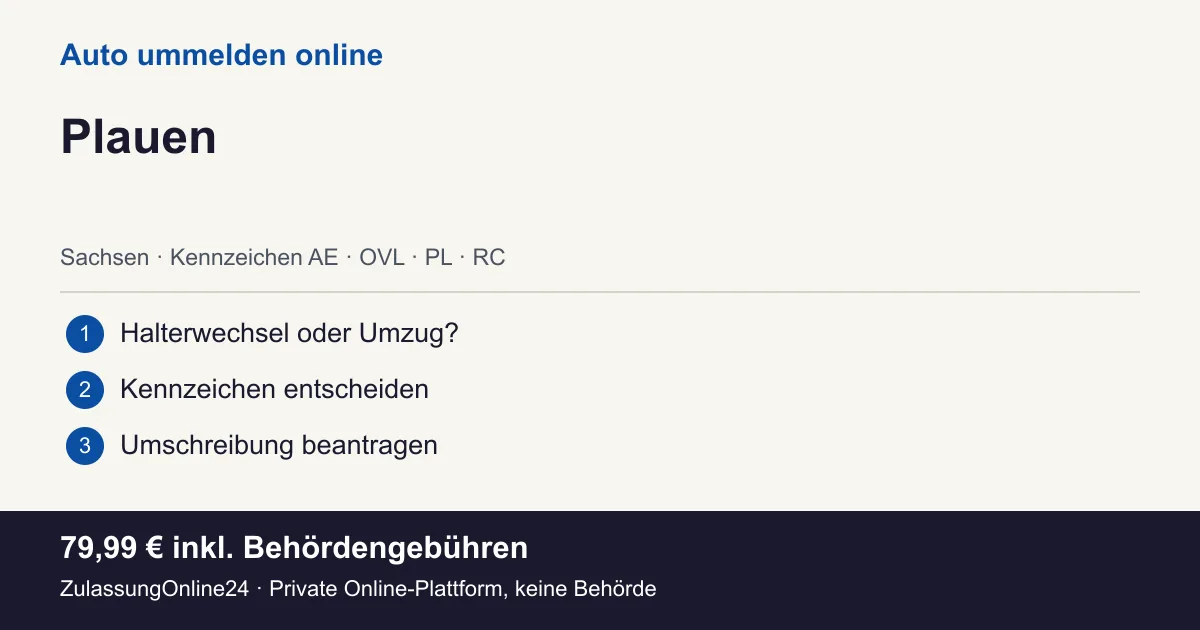 Auto ummelden: örtliche Einordnung für Plauen und die drei Vorbereitungsschritte