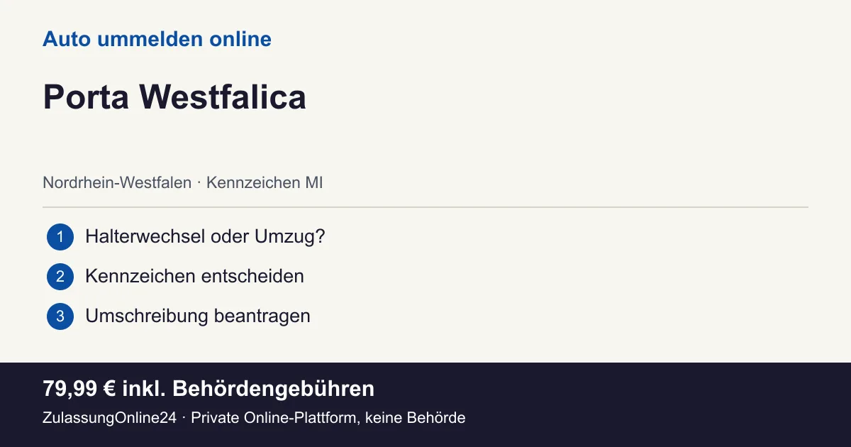Auto ummelden: örtliche Einordnung für Porta Westfalica und die drei Vorbereitungsschritte