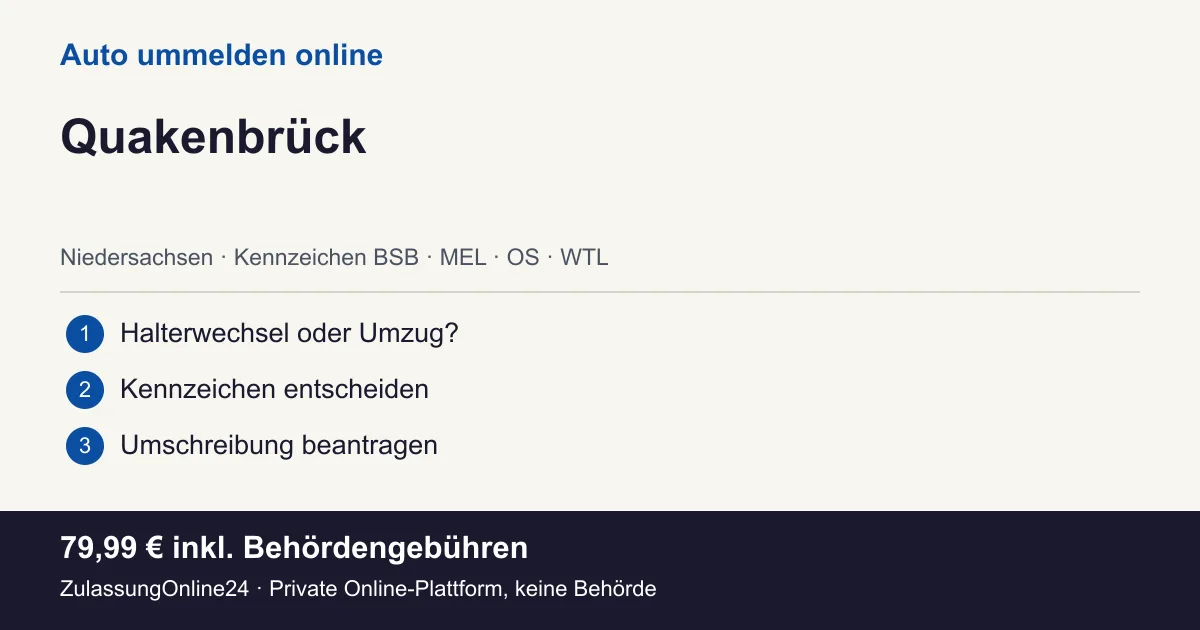 Auto ummelden: örtliche Einordnung für Quakenbrück und die drei Vorbereitungsschritte