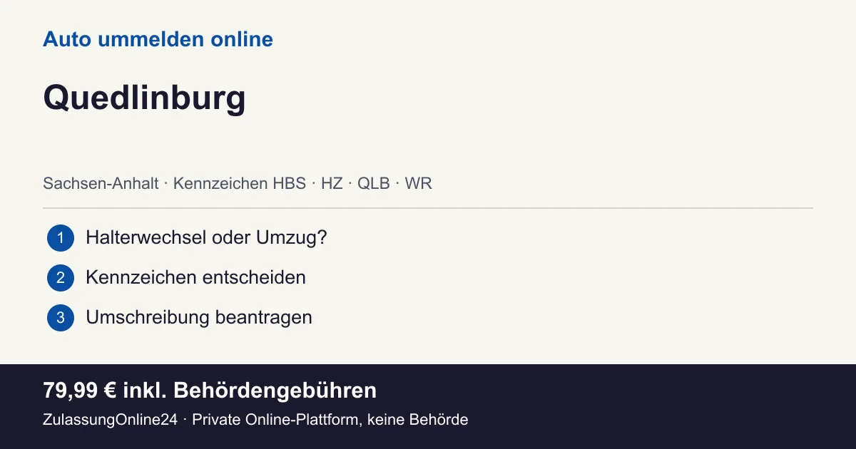 Auto ummelden: örtliche Einordnung für Quedlinburg und die drei Vorbereitungsschritte