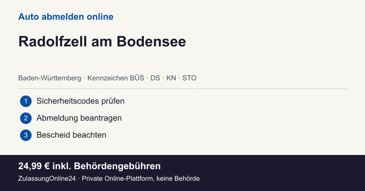Auto abmelden: örtliche Einordnung für Radolfzell am Bodensee und die drei Vorbereitungsschritte