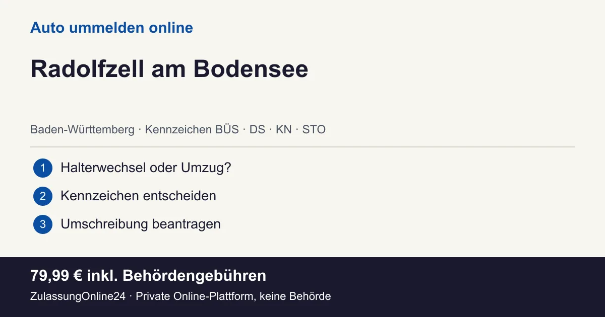Auto ummelden: örtliche Einordnung für Radolfzell am Bodensee und die drei Vorbereitungsschritte