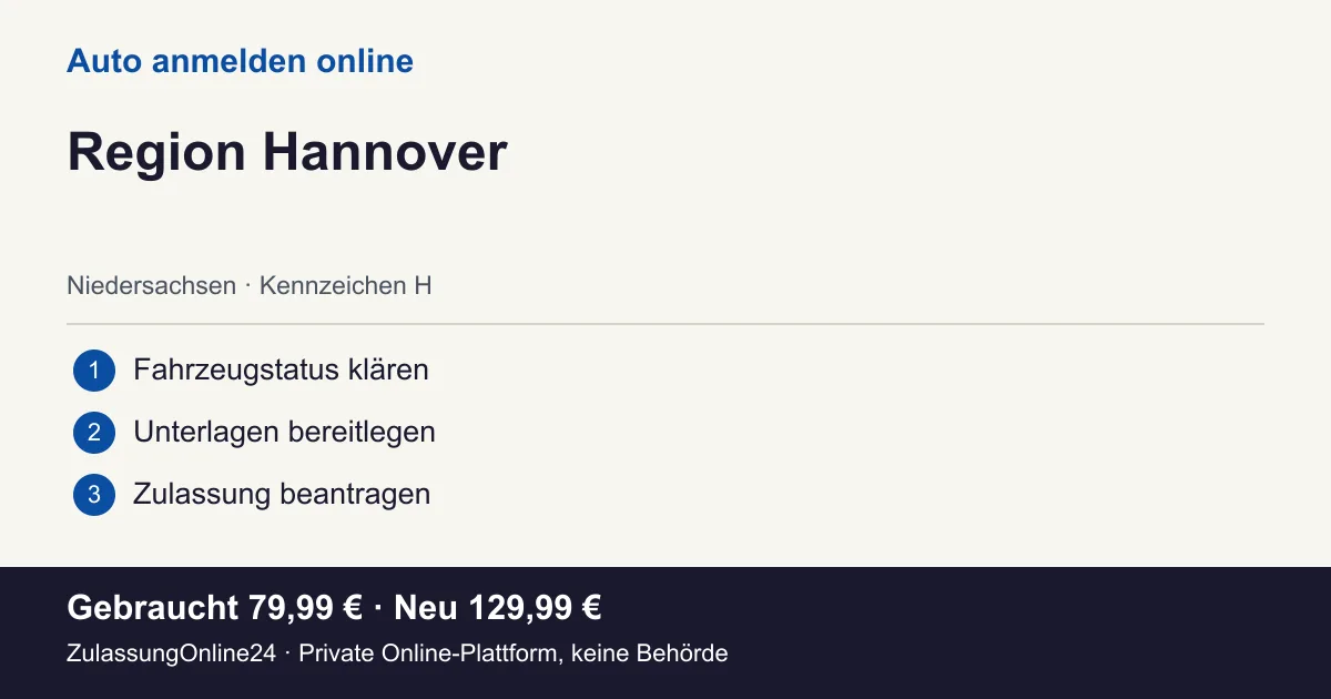 Auto anmelden: örtliche Einordnung für Region Hannover und die drei Vorbereitungsschritte