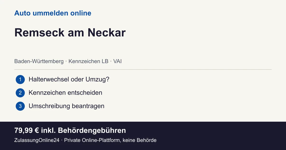 Auto ummelden: örtliche Einordnung für Remseck am Neckar und die drei Vorbereitungsschritte