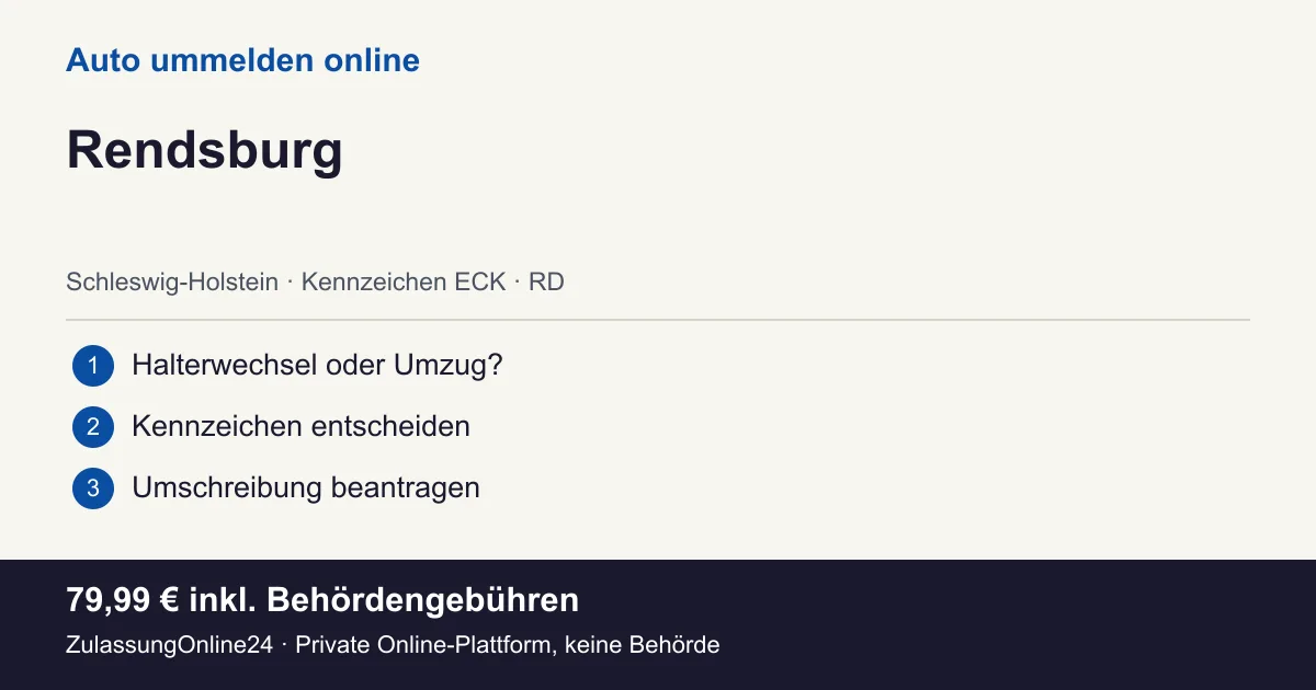 Auto ummelden: örtliche Einordnung für Rendsburg und die drei Vorbereitungsschritte