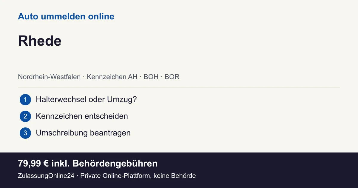 Auto ummelden: örtliche Einordnung für Rhede und die drei Vorbereitungsschritte