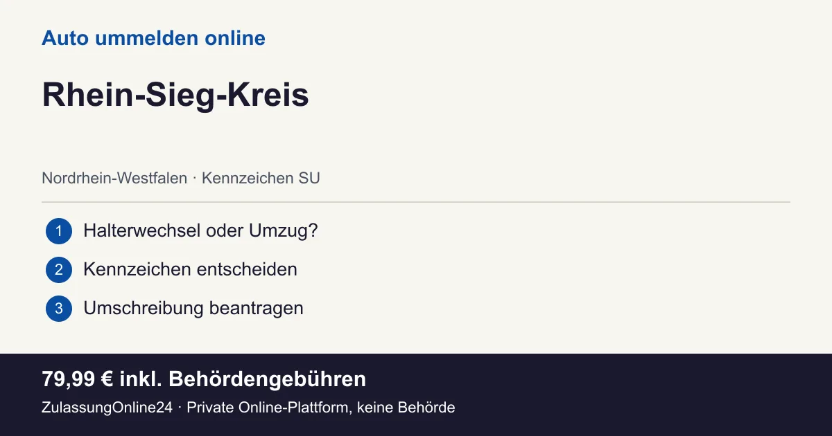 Auto ummelden: örtliche Einordnung für Rhein-Sieg-Kreis und die drei Vorbereitungsschritte