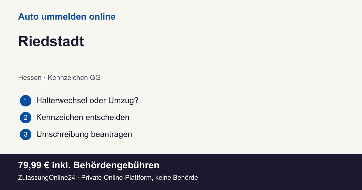 Auto ummelden: örtliche Einordnung für Riedstadt und die drei Vorbereitungsschritte