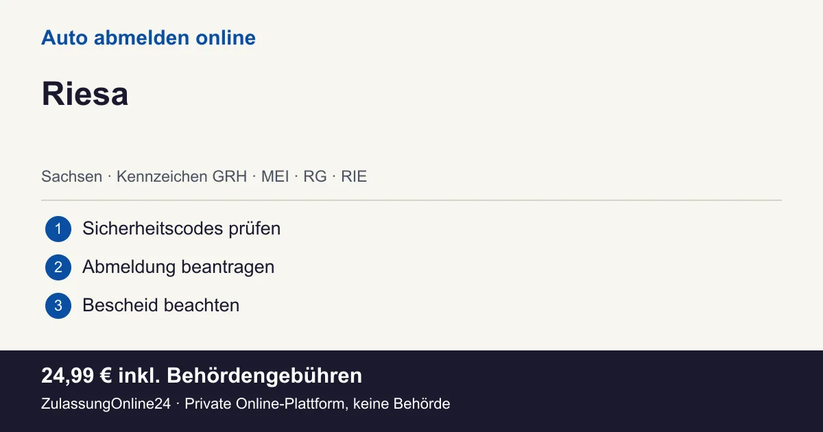Auto abmelden: örtliche Einordnung für Riesa und die drei Vorbereitungsschritte