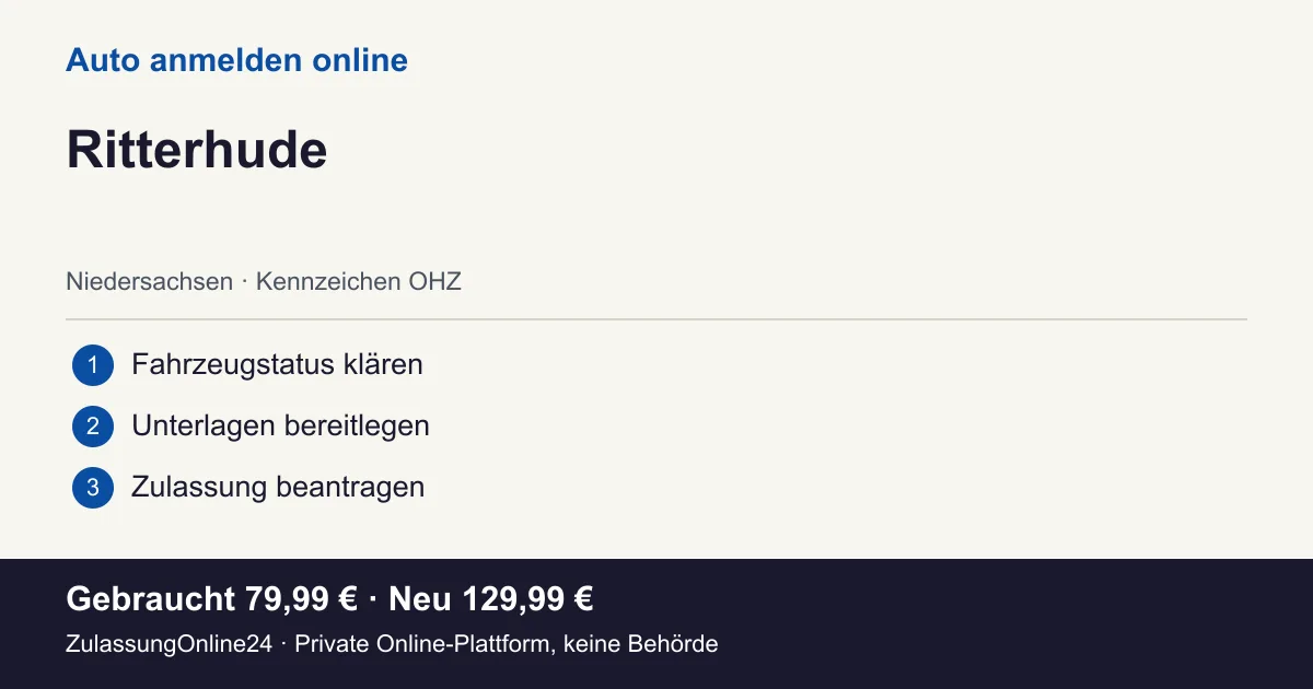 Auto anmelden: örtliche Einordnung für Ritterhude und die drei Vorbereitungsschritte