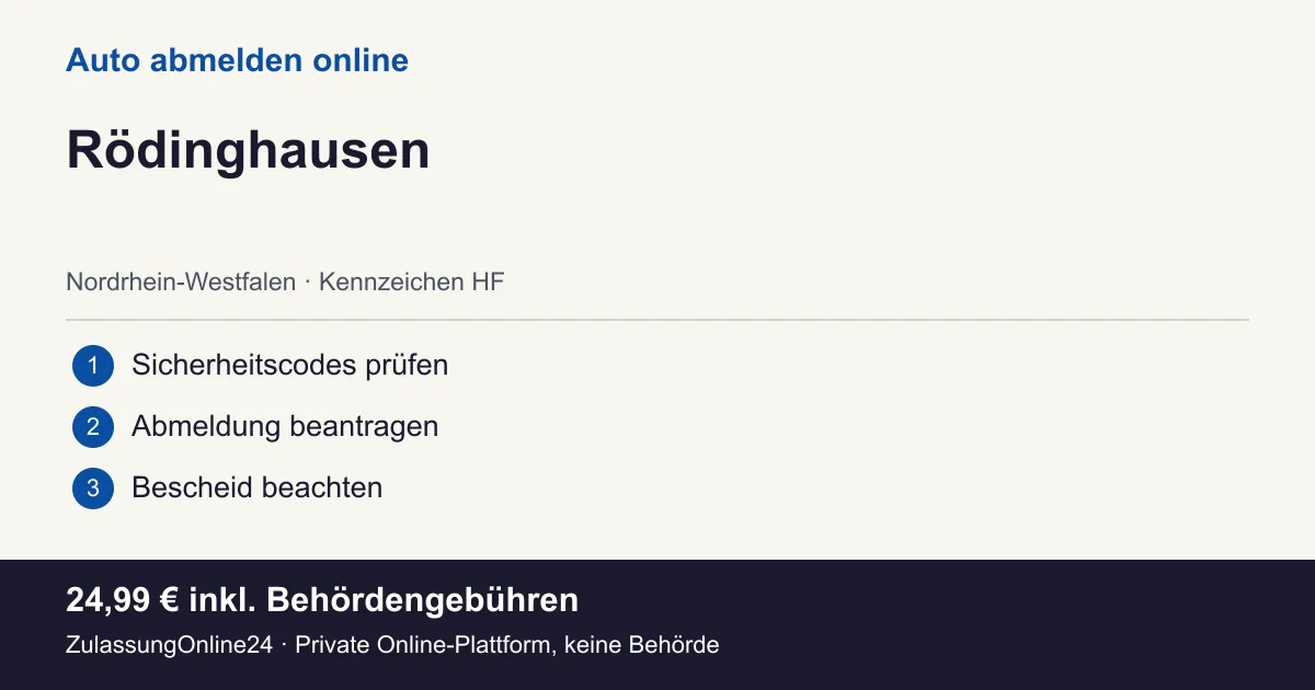 Auto abmelden: örtliche Einordnung für Rödinghausen und die drei Vorbereitungsschritte