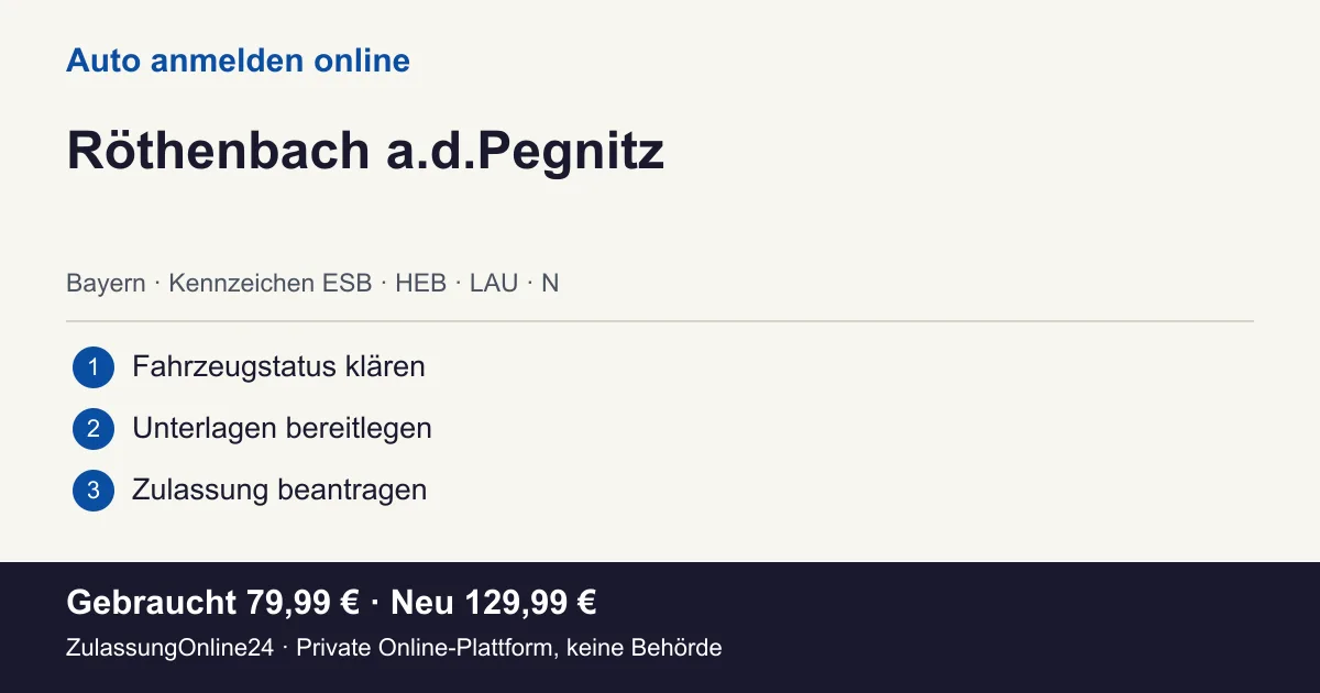 Auto anmelden: örtliche Einordnung für Röthenbach a.d.Pegnitz und die drei Vorbereitungsschritte