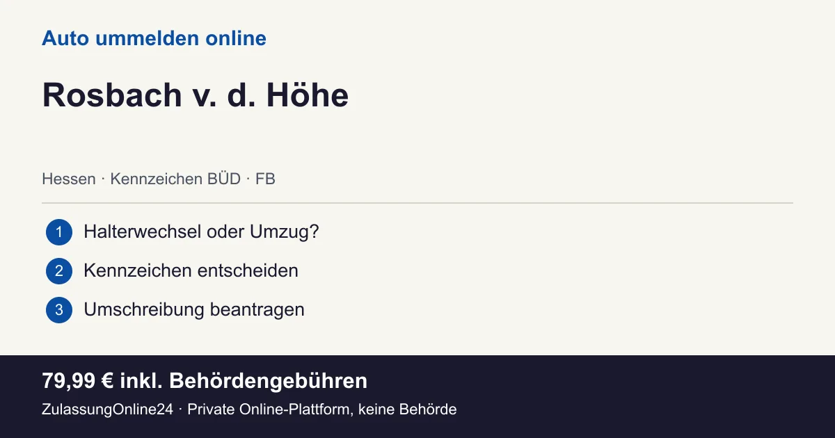 Auto ummelden: örtliche Einordnung für Rosbach v. d. Höhe und die drei Vorbereitungsschritte