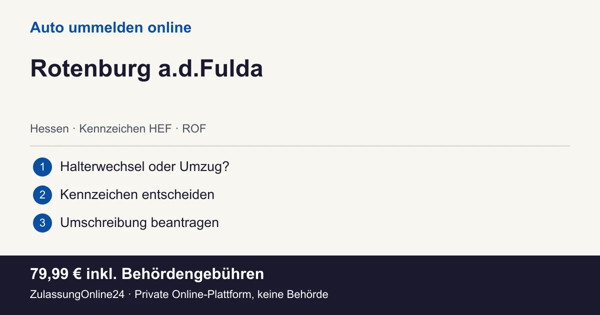 Auto ummelden: örtliche Einordnung für Rotenburg a.d.Fulda und die drei Vorbereitungsschritte