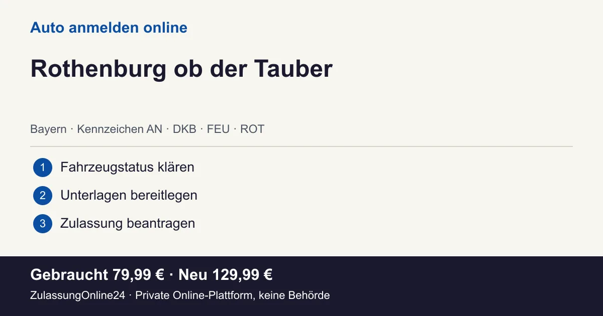 Auto anmelden: örtliche Einordnung für Rothenburg ob der Tauber und die drei Vorbereitungsschritte