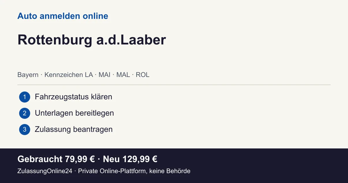 Auto anmelden: örtliche Einordnung für Rottenburg a.d.Laaber und die drei Vorbereitungsschritte