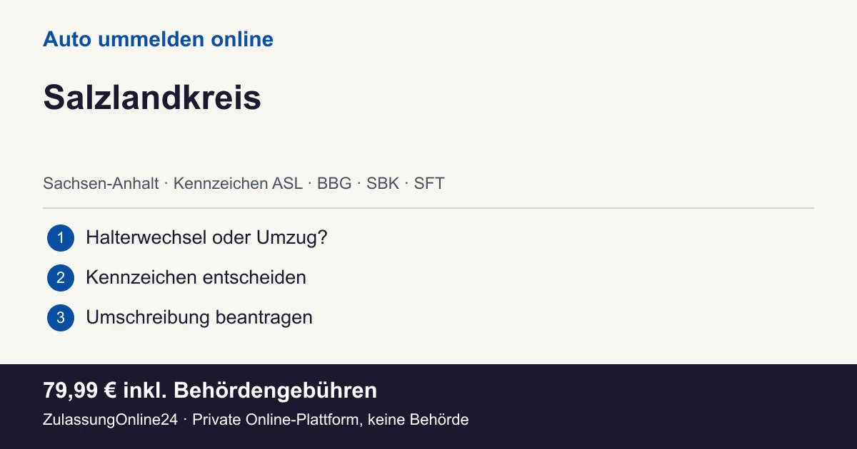 Auto ummelden: örtliche Einordnung für Salzlandkreis und die drei Vorbereitungsschritte
