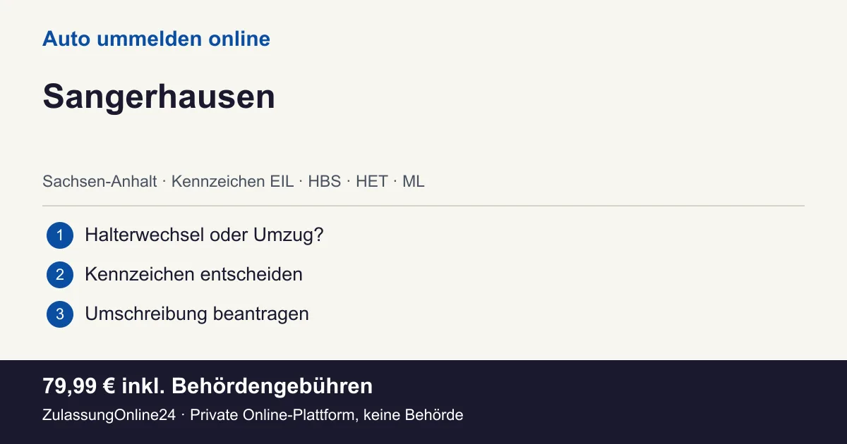 Auto ummelden: örtliche Einordnung für Sangerhausen und die drei Vorbereitungsschritte