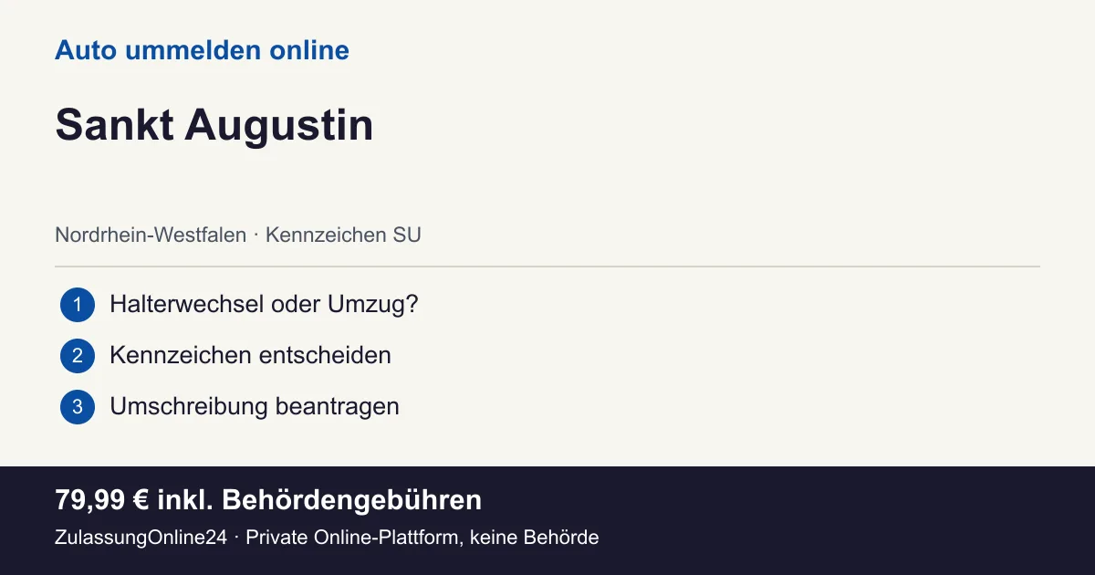 Auto ummelden: örtliche Einordnung für Sankt Augustin und die drei Vorbereitungsschritte