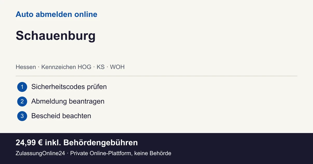 Auto abmelden: örtliche Einordnung für Schauenburg und die drei Vorbereitungsschritte