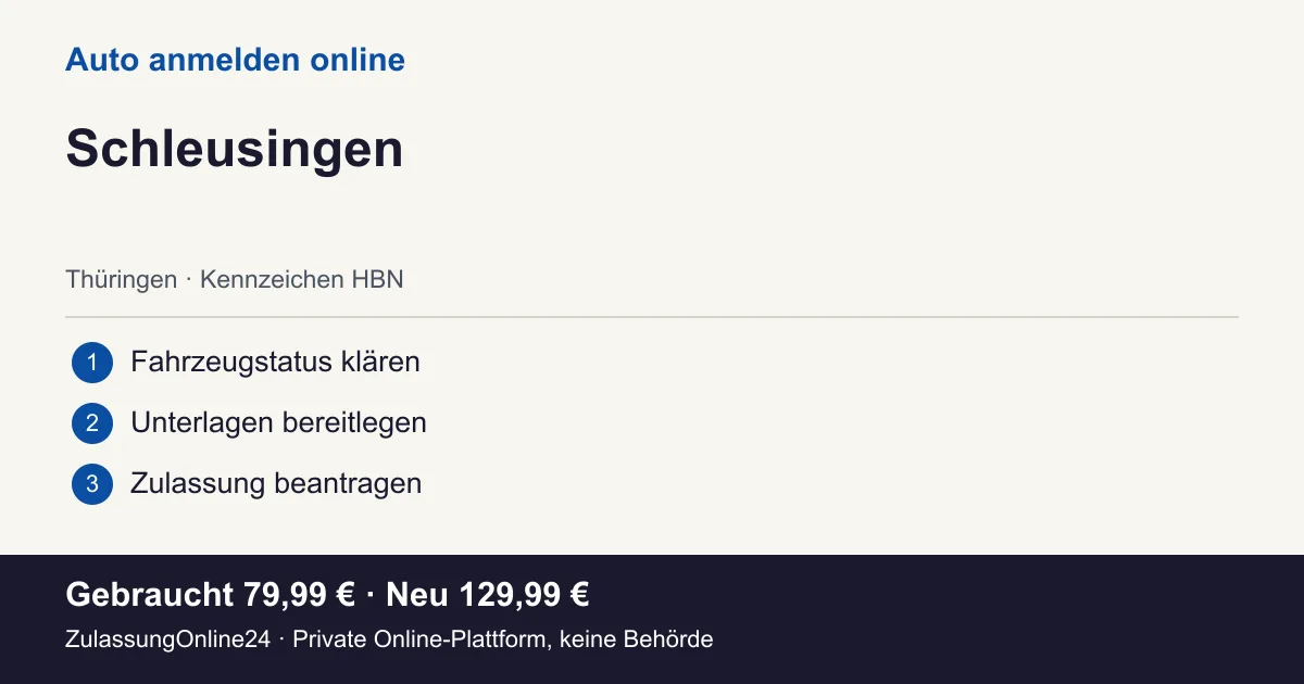 Auto anmelden: örtliche Einordnung für Schleusingen und die drei Vorbereitungsschritte