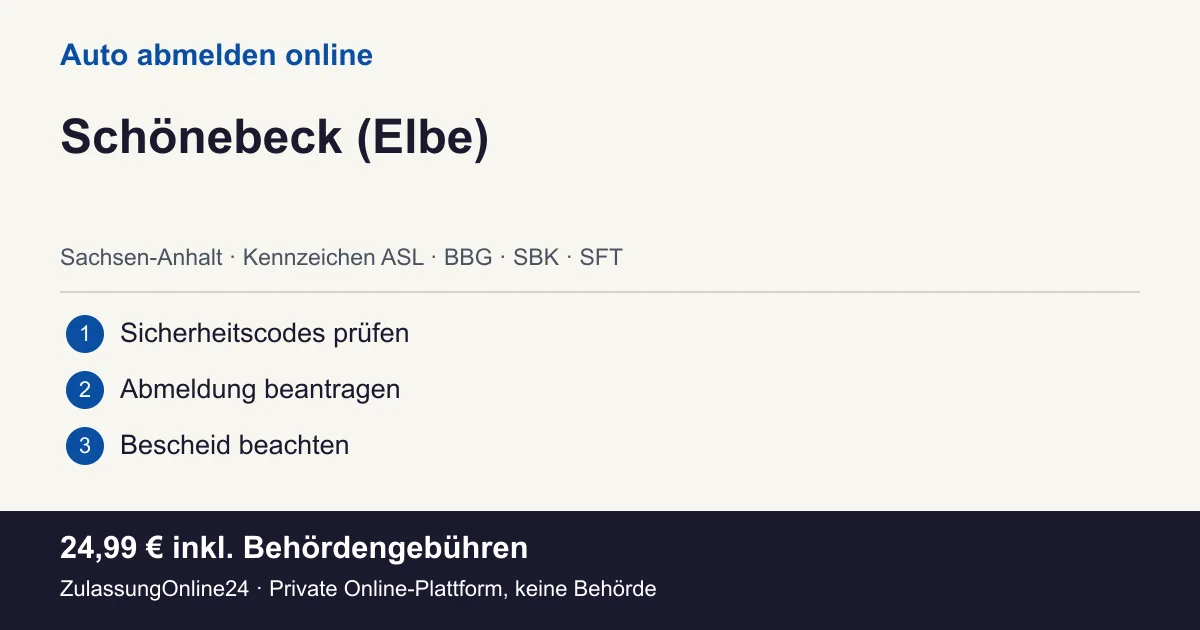 Auto abmelden: örtliche Einordnung für Schönebeck (Elbe) und die drei Vorbereitungsschritte