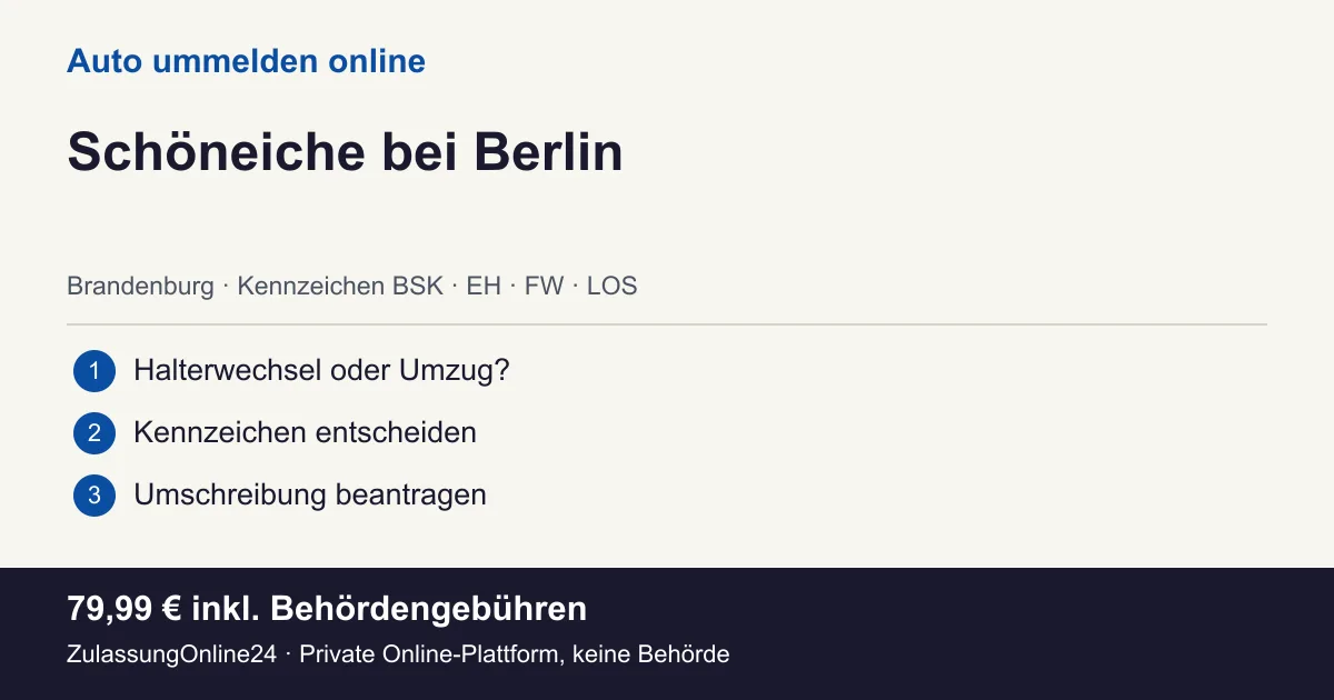Auto ummelden: örtliche Einordnung für Schöneiche bei Berlin und die drei Vorbereitungsschritte