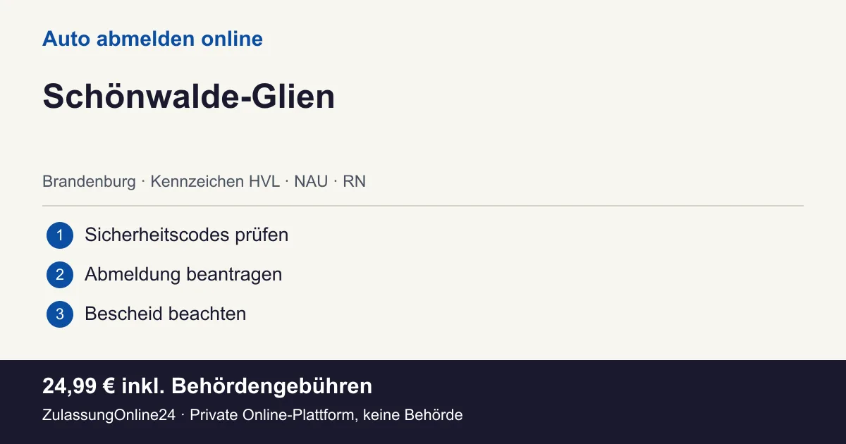 Auto abmelden: örtliche Einordnung für Schönwalde-Glien und die drei Vorbereitungsschritte