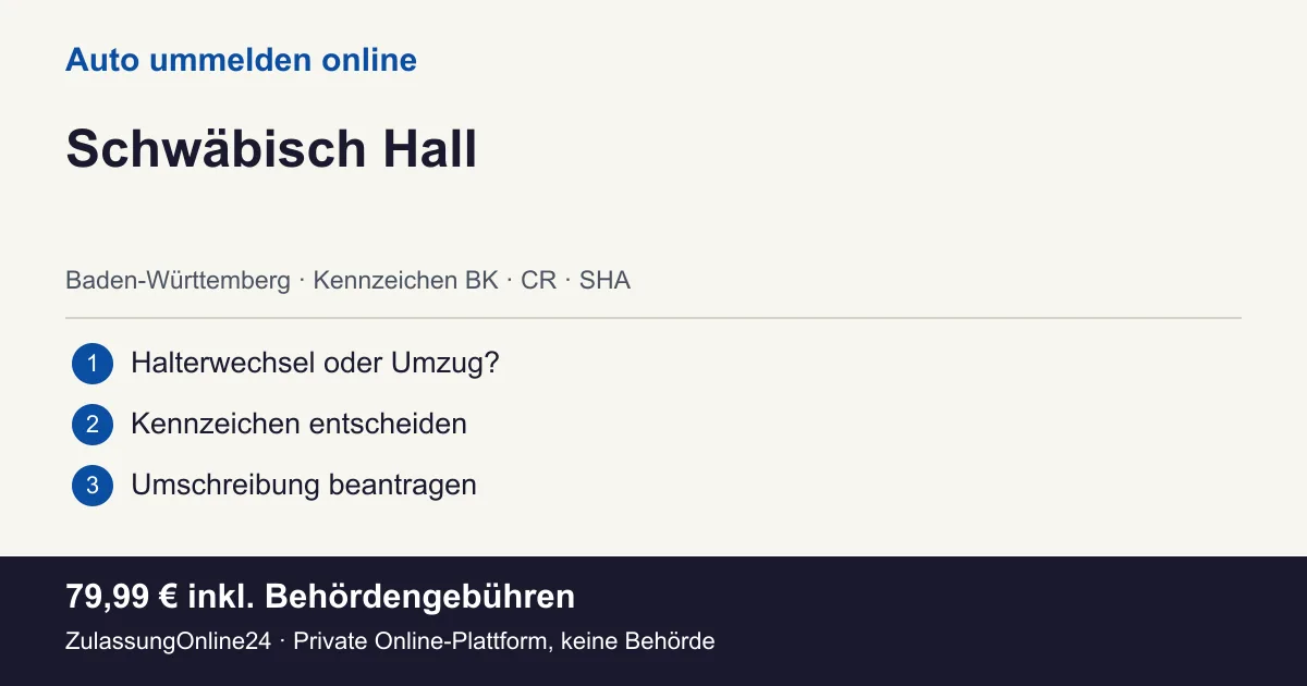 Auto ummelden: örtliche Einordnung für Schwäbisch Hall und die drei Vorbereitungsschritte
