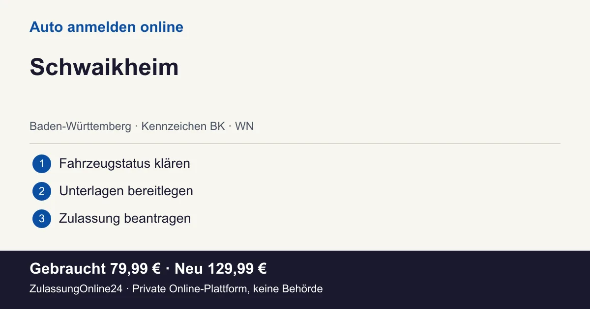 Auto anmelden: örtliche Einordnung für Schwaikheim und die drei Vorbereitungsschritte