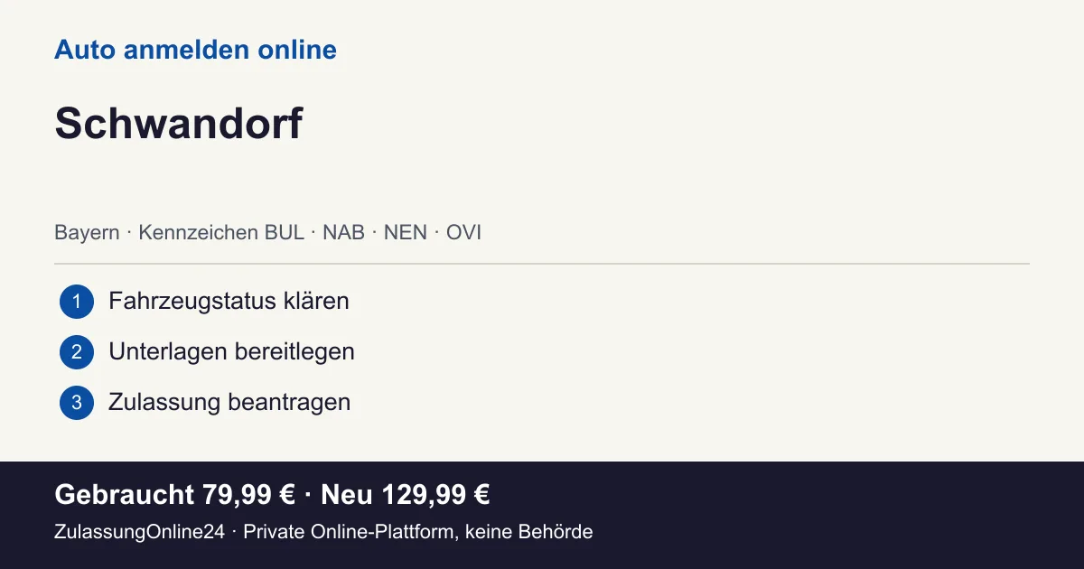 Auto anmelden: örtliche Einordnung für Schwandorf und die drei Vorbereitungsschritte