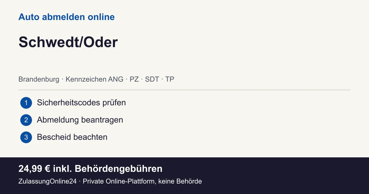 Auto abmelden: örtliche Einordnung für Schwedt/Oder und die drei Vorbereitungsschritte
