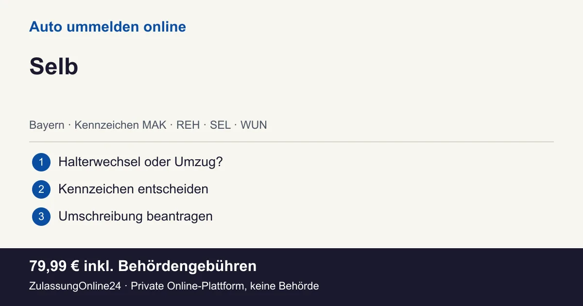 Auto ummelden: örtliche Einordnung für Selb und die drei Vorbereitungsschritte